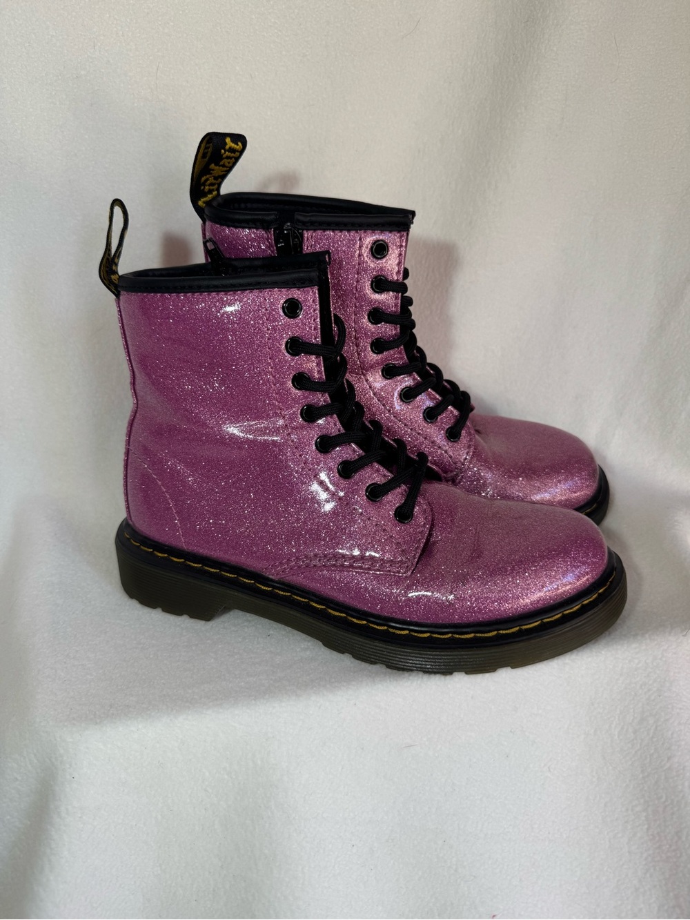 Dr Martens 1460 Glitter J Kids US 2 Pink Glitter Combat Boots EU 33 Zip